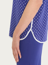 Pigiama pinocchietto a pois con scollo a goccia in Jersey di cotone Blu Donna - Ragno