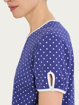 Pigiama pinocchietto a pois con scollo a goccia in Jersey di cotone Blu Donna - Ragno