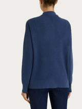 Cardigan con scollo a V in punto perla Four Seasons Blu Donna - Ragno