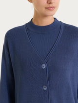 Cardigan con scollo a V in punto perla Four Seasons Blu Donna - Ragno