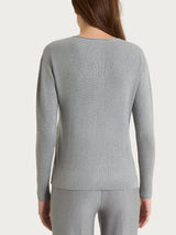 Four Seasons Black Women's Crew-Neck Button-Down Cardigan in Pearl Stitch - Ragno