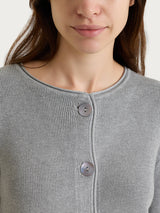 Four Seasons Black Women's Crew-Neck Button-Down Cardigan in Pearl Stitch - Ragno