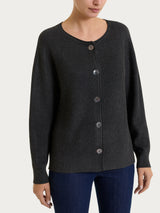 Cardigan girocollo con bottoni in punto perla Four Seasons Neri Donna - Ragno
