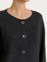 Cardigan girocollo con bottoni in punto perla Four Seasons Neri Donna - Ragno