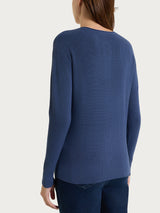 Cardigan girocollo con bottoni in punto perla Four Seasons Blu Donna - Ragno