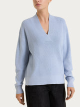 Maglia con scollo a V in punto perla Four Seasons Azzurri Donna - Ragno