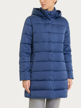 Satin Puffer piumino lungo con cappuccio Blu Donna - Ragno