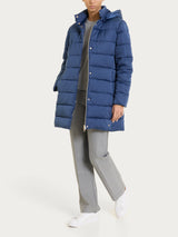 Satin Puffer piumino lungo con cappuccio Blu Donna - Ragno