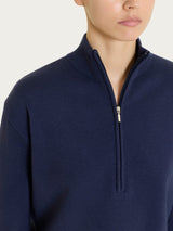 Lupetto con mezza zip in NaturalSoft Blu Donna - Ragno