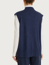 Ärmellose Strickjacke aus NaturalSoft in Blau für Damen – Ragno