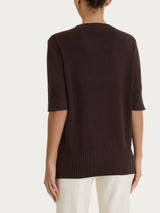 Maglia girocollo con manica corta in Soft Wool Marroni Donna - Ragno