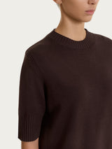 Maglia girocollo con manica corta in Soft Wool Marroni Donna - Ragno