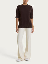 Maglia girocollo con manica corta in Soft Wool Marroni Donna - Ragno