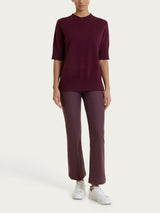 Maglia girocollo con manica corta in Soft Wool Viola Donna - Ragno