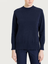 Maglia girocollo con manica lunga in Soft Wool Blu Donna - Ragno