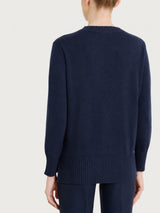 Maglia girocollo con manica lunga in Soft Wool Blu Donna - Ragno