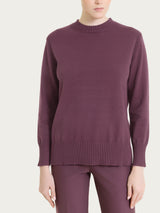 Maglia girocollo con manica lunga in Soft Wool Viola Donna - Ragno