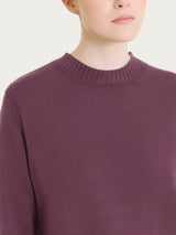 Maglia girocollo con manica lunga in Soft Wool Viola Donna - Ragno
