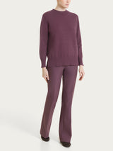 Maglia girocollo con manica lunga in Soft Wool Viola Donna - Ragno