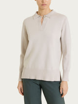 Polo con manica lunga in Soft Wool Bianchi Donna - Ragno
