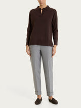 Polo con manica lunga in Soft Wool Marroni Donna - Ragno