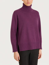 Langärmeliger Rollkragenpullover aus Naturalsoft in Violett für Damen – Ragno