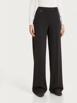 Pantalone a palazzo con tasche e micro pattern in Jacquard Marroni Donna - Ragno