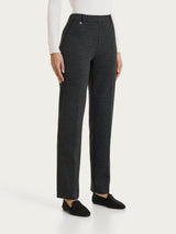 Pantalone dritto con tasche e pied de poule in Jacquard Neri Donna - Ragno
