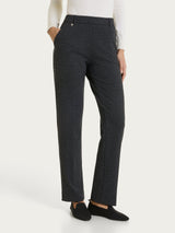 Pantalone dritto con tasche e pied de poule in Jacquard Neri Donna - Ragno