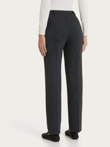 Pantalone dritto con tasche e pied de poule in Jacquard Neri Donna - Ragno