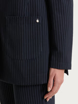Blazer monopetto gessato in Jacquard Blu Donna - Ragno