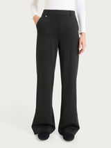 Pantalone gessato a palazzo con tasche in Jacquard Neri Donna - Ragno