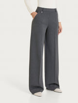 Pantalone gessato a palazzo con tasche in Jacquard Neri Donna - Ragno
