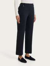 Women's Blue Jacquard Flared Pinstripe Pants with Pockets - Ragno