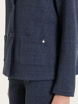 Blazer corto con revers alzato in Eco Jacquard Blu Donna - Ragno