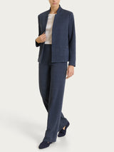 Blazer corto con revers alzato in Eco Jacquard Blu Donna - Ragno