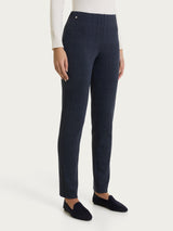 Pantalone a sigaretta con tweed pattern in Eco Jacquard Blu Donna - Ragno