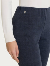 Pantalone a sigaretta con tweed pattern in Eco Jacquard Blu Donna - Ragno