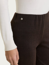 Pantalone a sigaretta con tweed pattern in Eco Jacquard Marroni Donna - Ragno