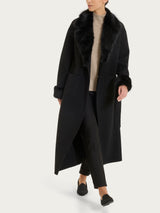 SoftCoat Cappotto lungo con revers effetto fuzzy Neri Donna - Ragno
