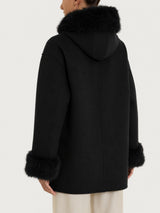 SoftCoat Cappotto con cappuccio effetto fuzzy Neri Donna - Ragno