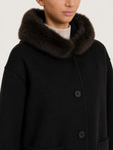 SoftCoat Cappotto con cappuccio effetto fuzzy Neri Donna - Ragno