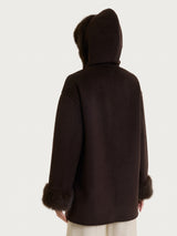 SoftCoat Cappotto con cappuccio effetto fuzzy Marroni Donna - Ragno