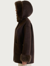 SoftCoat Cappotto con cappuccio effetto fuzzy Marroni Donna - Ragno