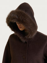 SoftCoat Cappotto con cappuccio effetto fuzzy Marroni Donna - Ragno