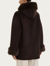 SoftCoat Cappotto con cappuccio effetto fuzzy Marroni Donna - Ragno