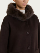SoftCoat Cappotto con cappuccio effetto fuzzy Marroni Donna - Ragno