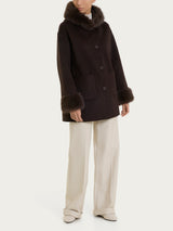 SoftCoat Cappotto con cappuccio effetto fuzzy Marroni Donna - Ragno