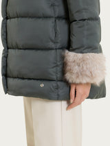 Satin Puffer piumino con dettagli effetto fuzzy Grigi Donna - Ragno