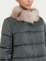 Satin Puffer piumino con dettagli effetto fuzzy Grigi Donna - Ragno